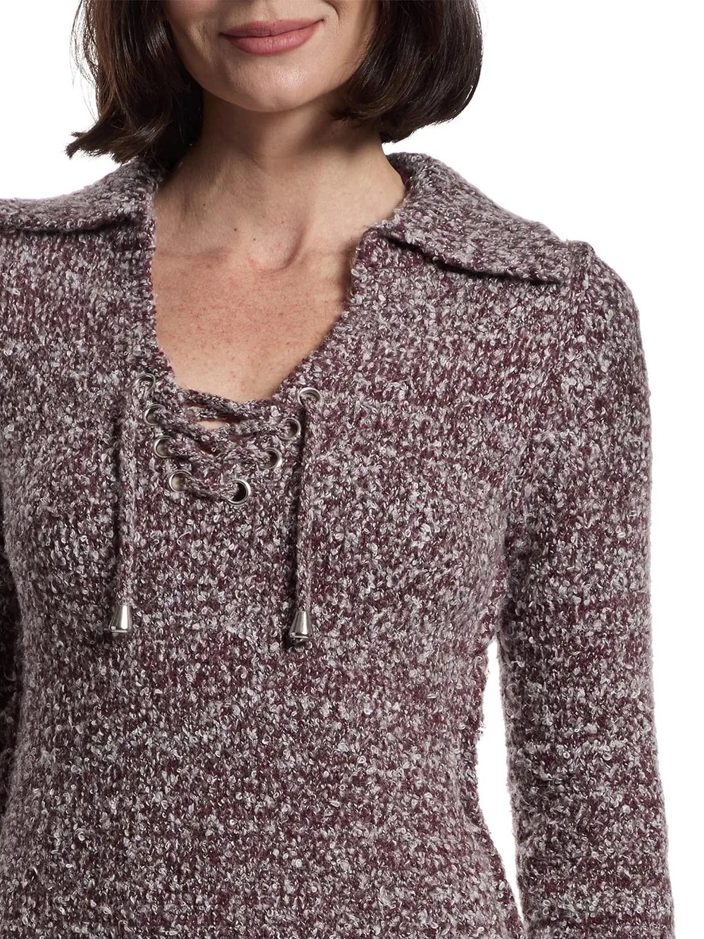 1448. FREE PEOPLE Milena Mini knit dress in Chocolate Grape Combo NWT $168 - Picture 11 of 13